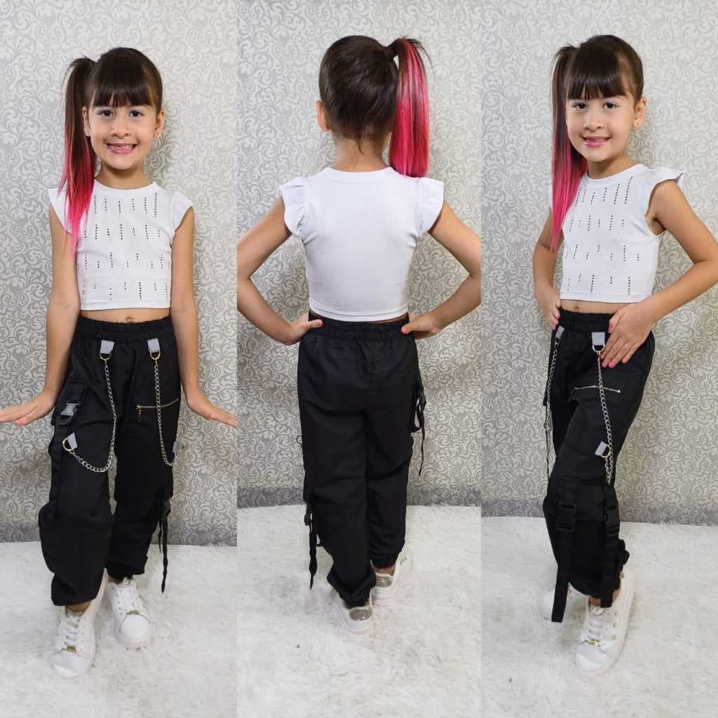 CALÇA JOGGER CARGO PRETA KIDS