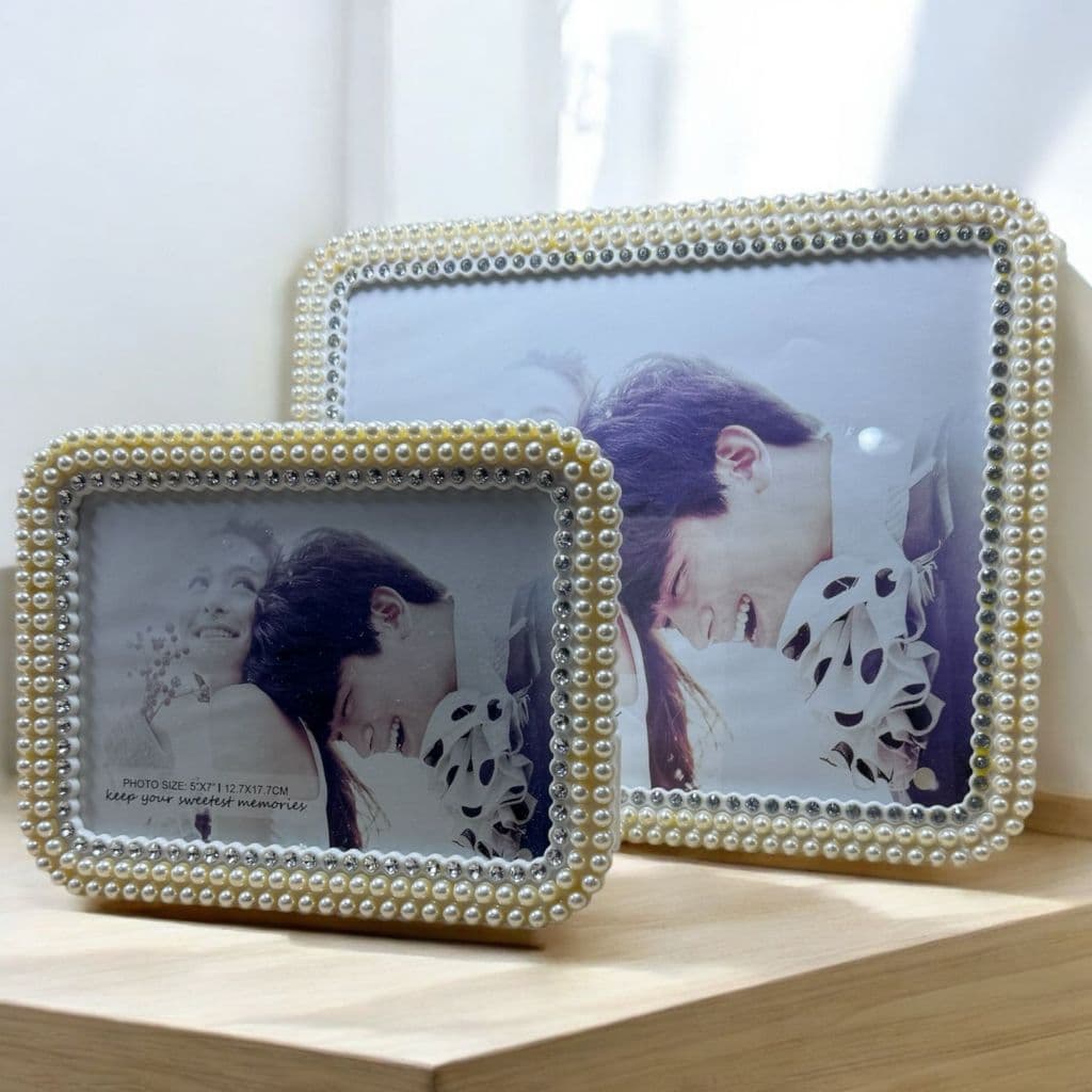 Porta Retrato Decorado Com Pérolas E Strass