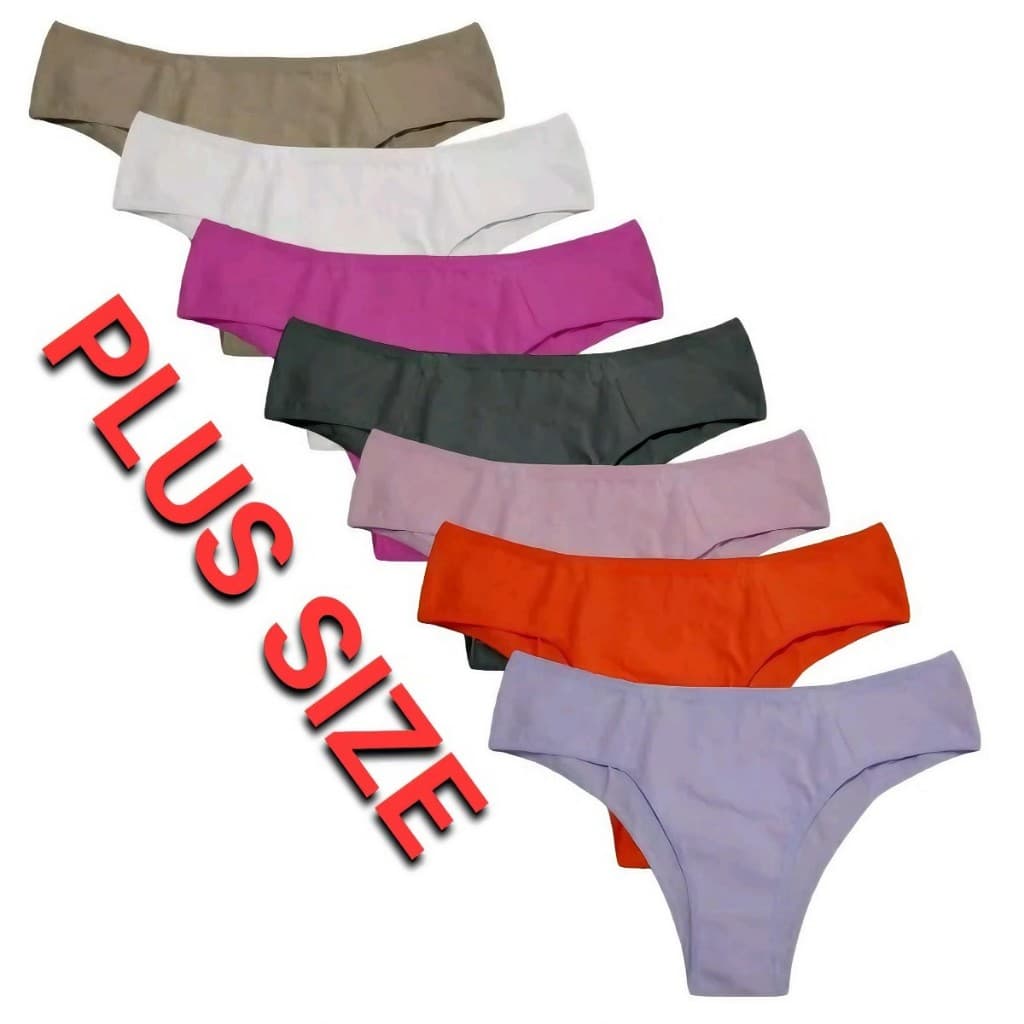 KIt 6 Calcinha Plus  em Algodão Cotton lisa / Estampada Modelagem Grande