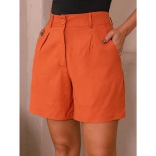 Shorts bermuda cintura alta de linho - Plus