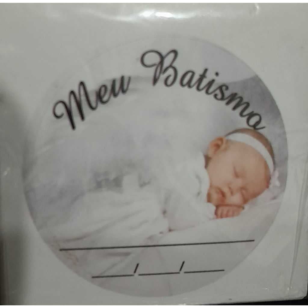 Etiqueta Adesiva redonda 5x5 - Batismo - Menina pacote com 20 unidades
