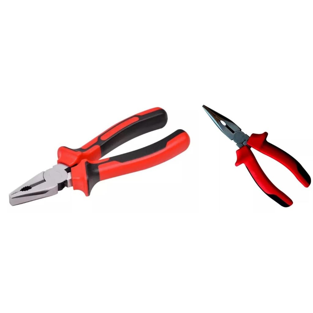 kit alicate Universal 8 Polegadas + Alicate de bico longo reto meia cana 160mm 6 polegadas