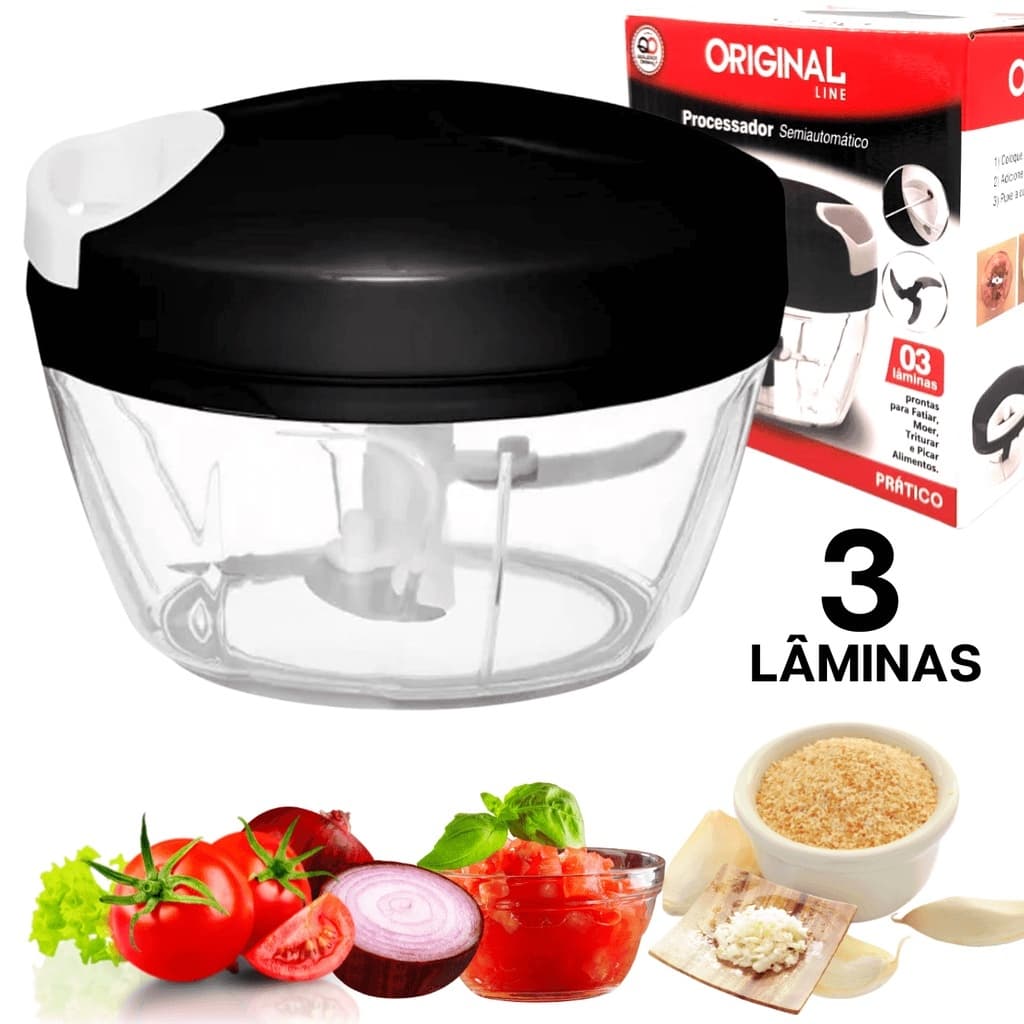 Mini Triturador Processador Manual De Alimentos 3 Laminas