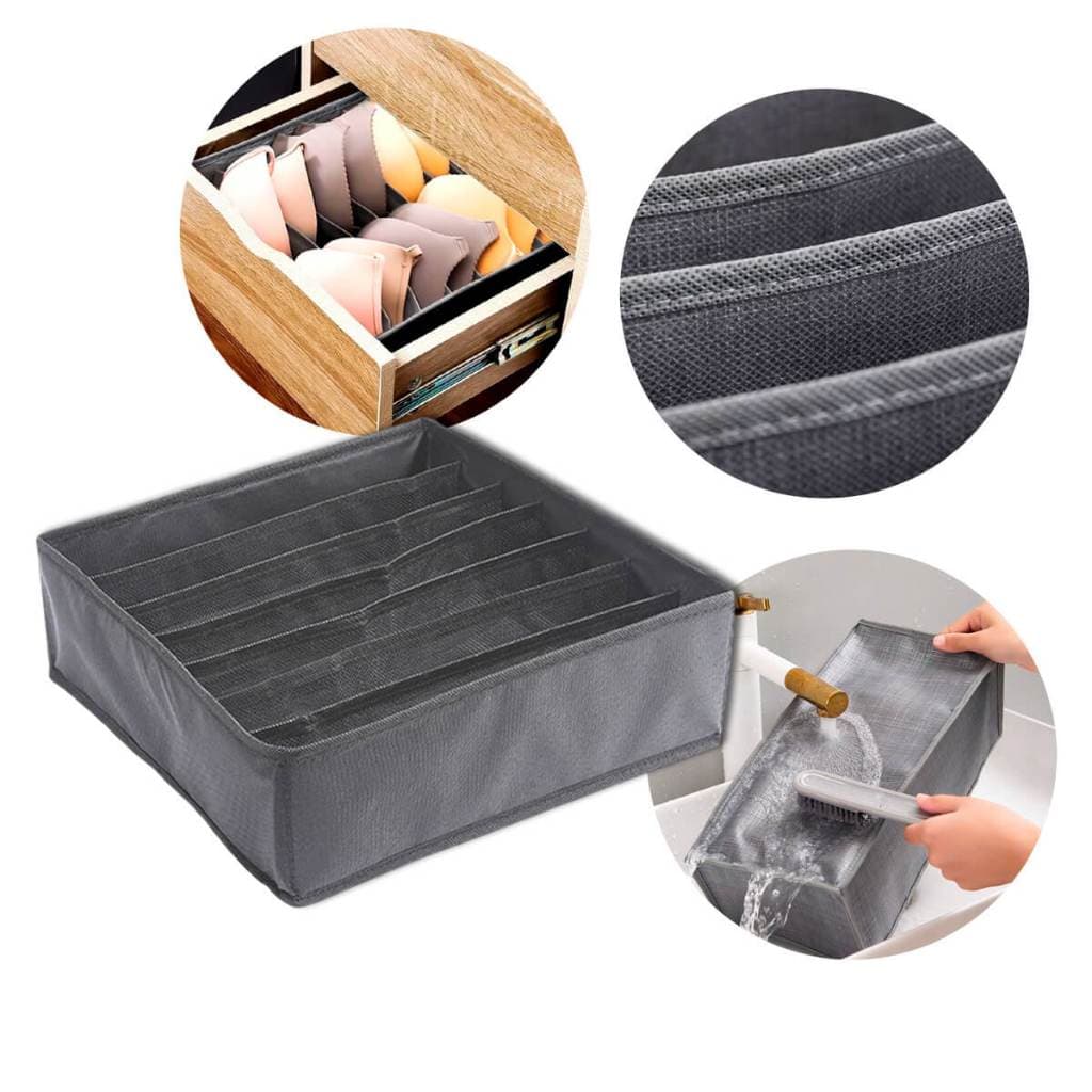Organizador de Gavetas Compacto e Resistente com 7 Divisórias para Meias Roupas Íntimas