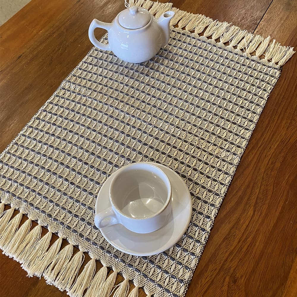 Jogo Americano Mesa Posta Lugar Peça Americana Cinza Chumbo Algodão Artesanal 2 Pçs | 4 Pçs  | 6 Pçs