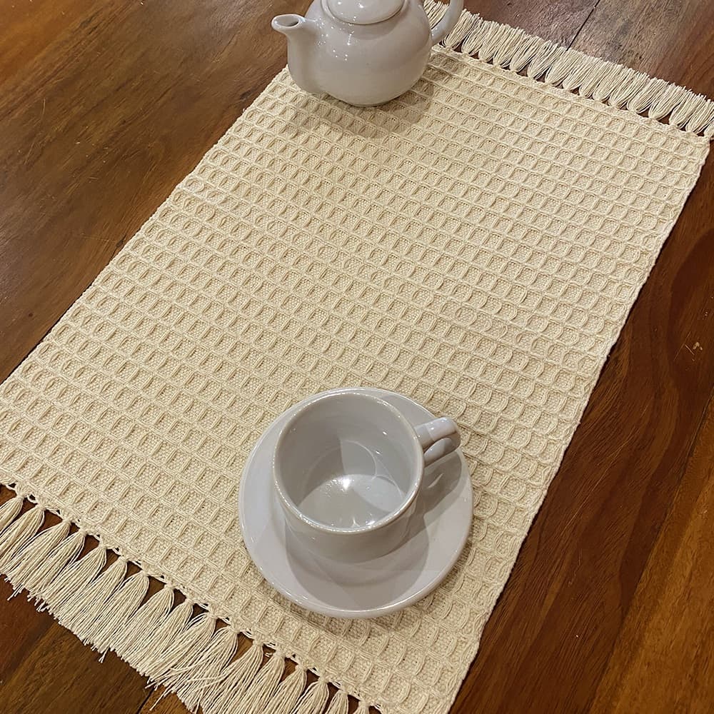 Kit Jogo Americano Algodão Mesa Posta Lugar Peça Americana Cru Artesanal 2 Pçs | 4 Pçs  | 6 Pçs