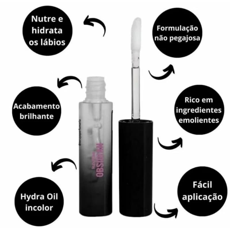 Hydra Oil óleo labial Obsidian maquiagem nutre hidrata confortável cheiroso brilho incolor Ruby Rose