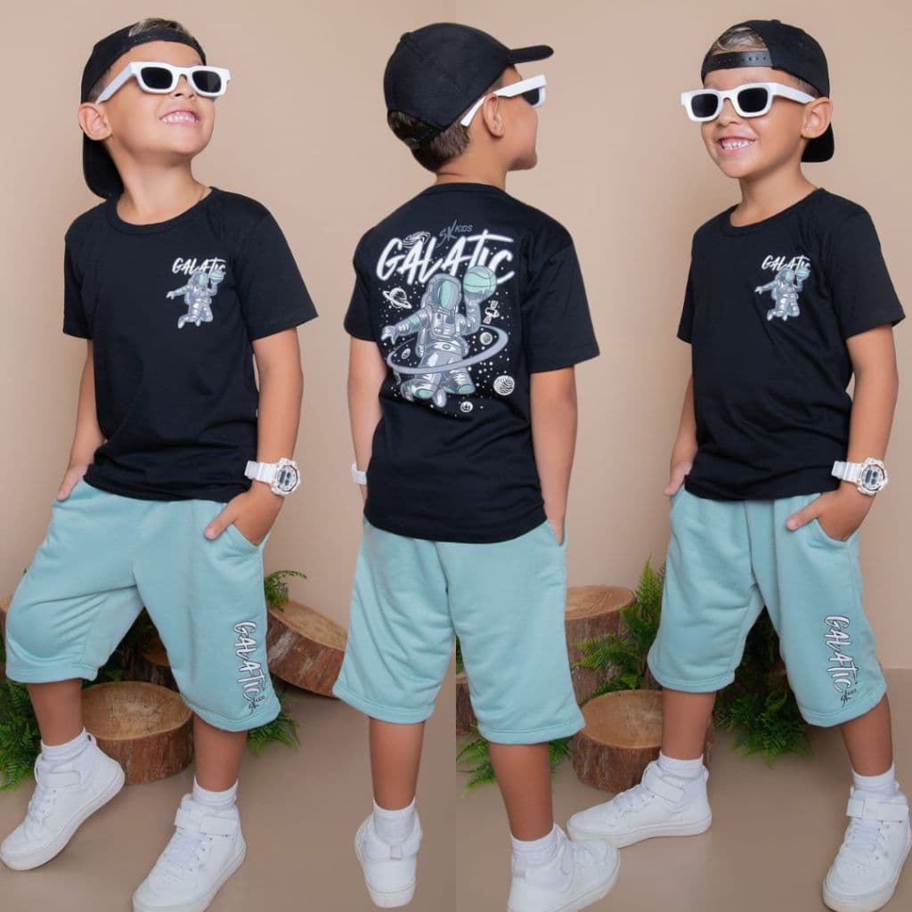 Conjuntos Infantil Juvenil Diversos Verão Lançamento Camisa Bermuda Roupa Menino 2 ao 14 anos