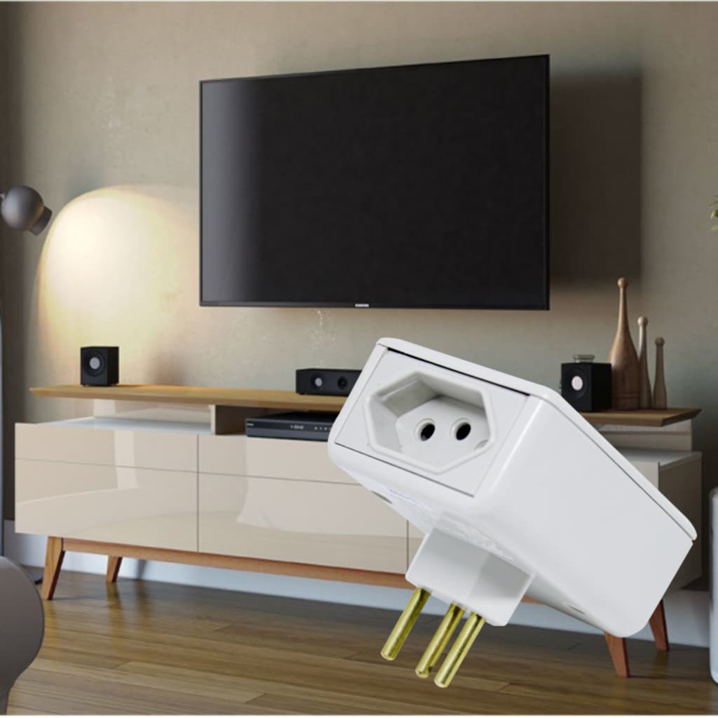 Protetor Contra Raios e Descargas/Picos de Energia - Protetor de Raio PW Eletro 2 Tomadas 127V/220v
