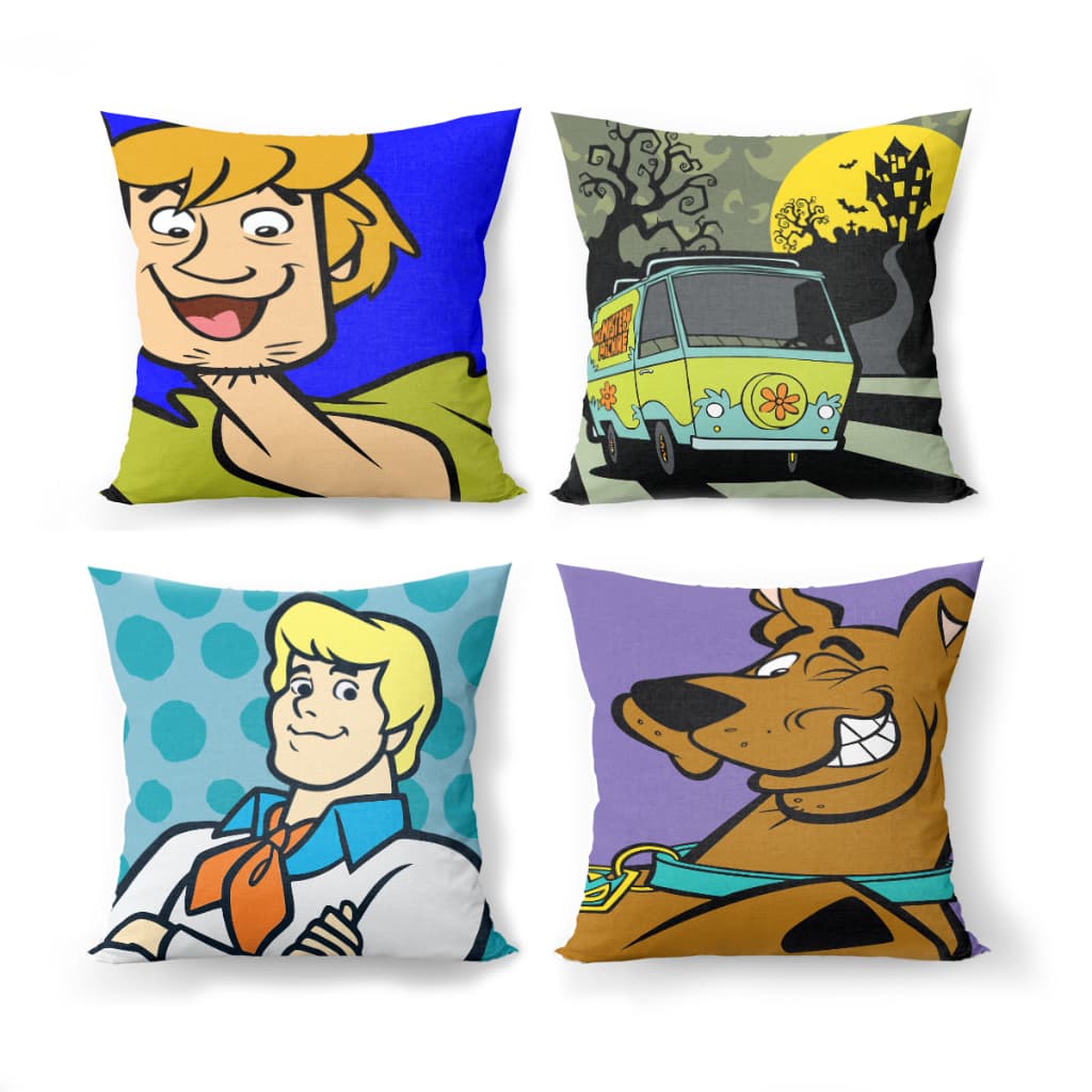 Kit com 4 capas ou 1 capa de almofada no tema Scooby Doo