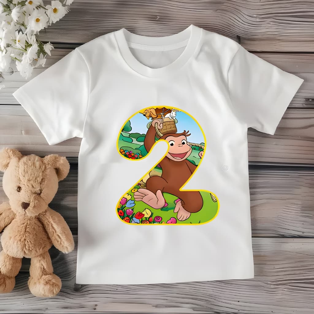 George, o Curioso Camiseta Infantil numero aniversário 1 ao 6