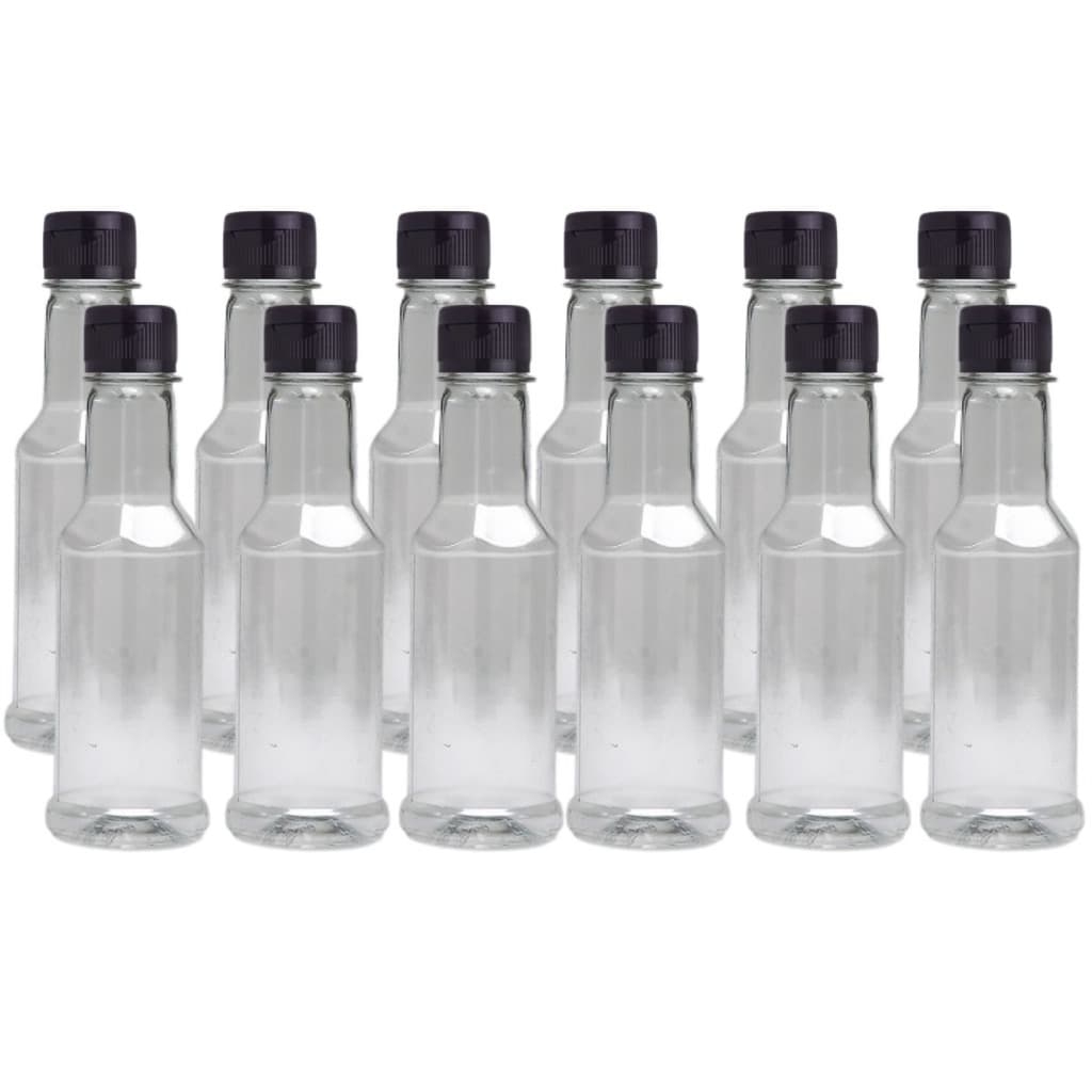 12 Un Frascos Embalagens Para Molho Pimenta Tempero 200ml Com Tampa Preta Flip Top (Garrafinhas)