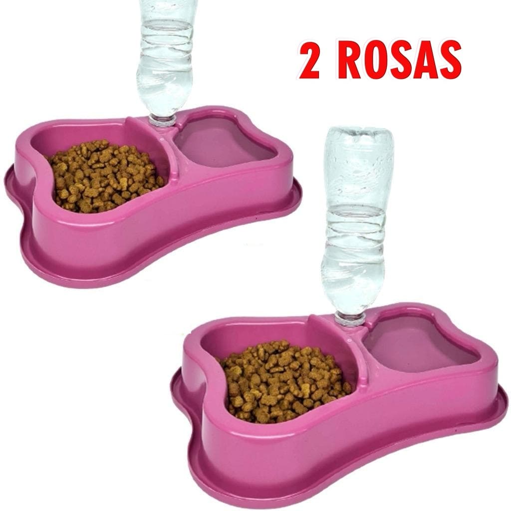 KIT 2 COMEDOUROS E BEBEDOURO GARRAFA PET DUPLO AUTOMÁTICO ANTI-FORMIGA PARA CÃES 685ML
