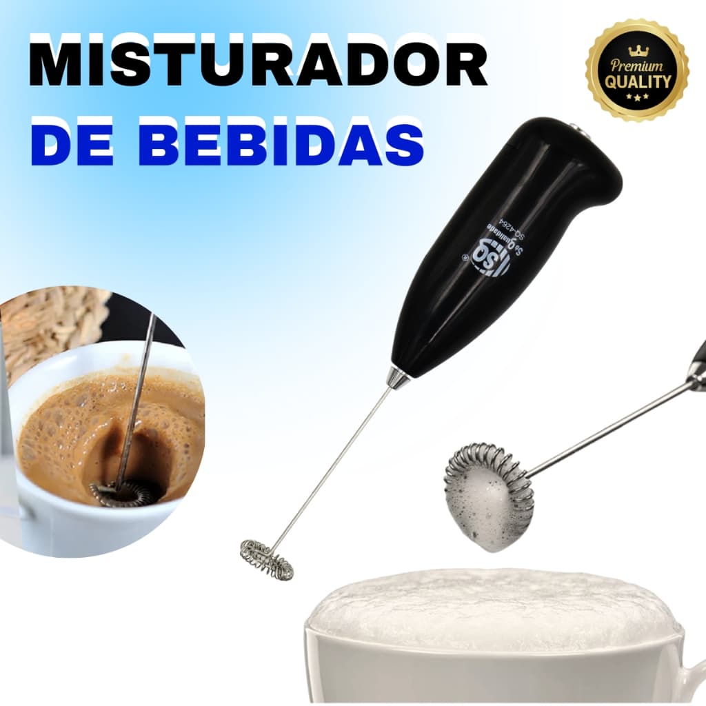 Misturador Mexedor De Bebidas Mixer Elétrico Inox Leite Café Pilha
