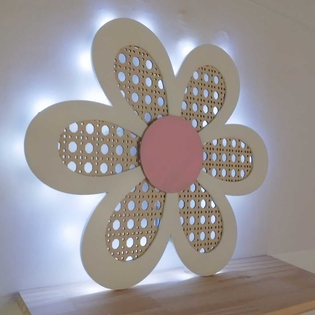 Adorno Palha Flor Com iluminação de Fio de Fada