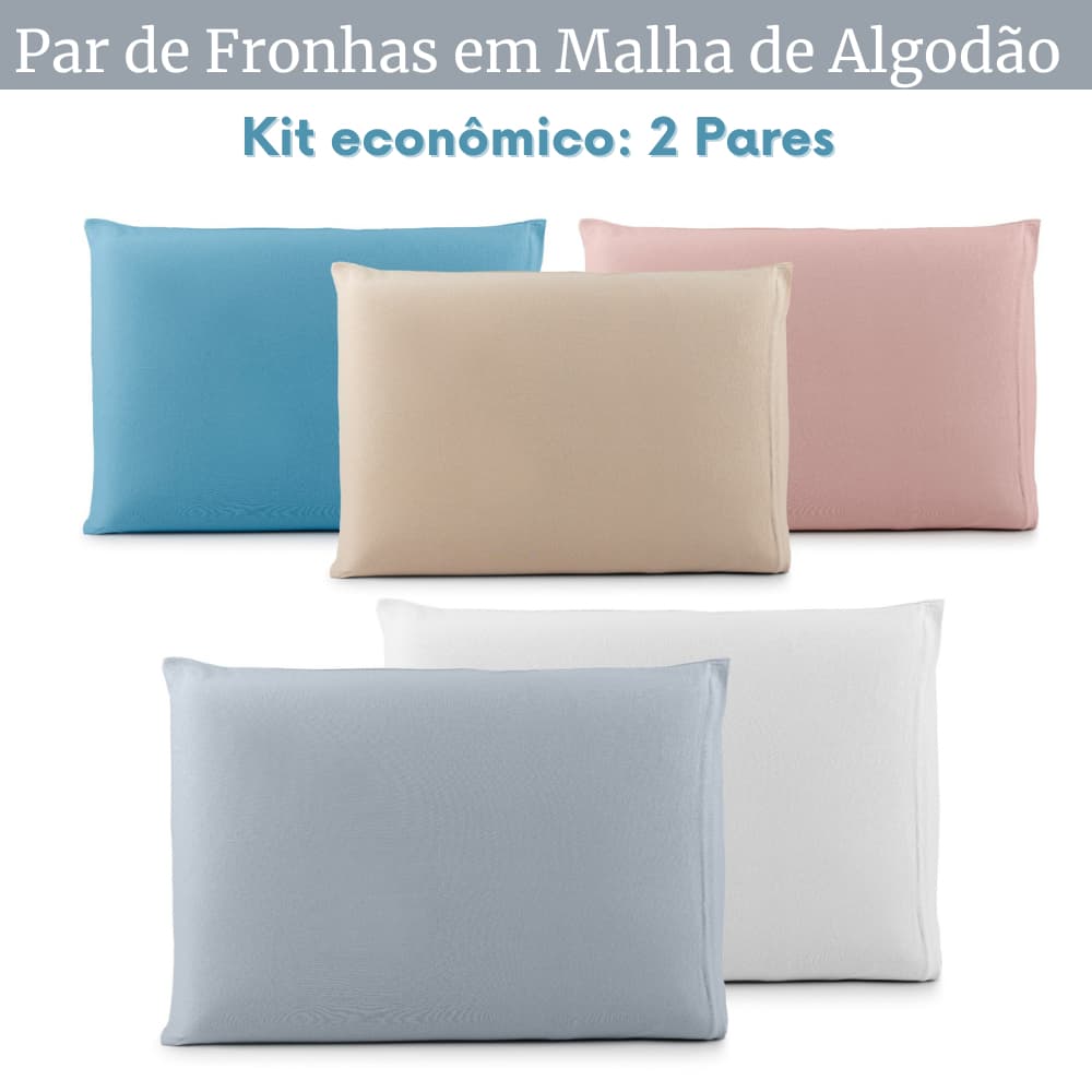 Kit 4 Fronhas Malha 100% Algodão Fio Penteado 70x50 Sul Brasil