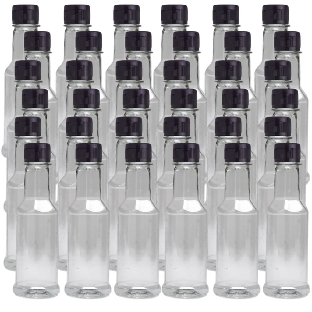36 Frascos Embalagens Para Molho Pimenta Tempero 200ml Com Tampa Preta Flip Top (Garrafinhas)