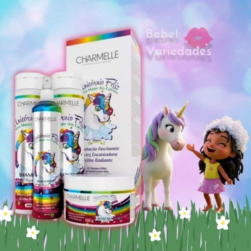Kit Capilar Unicórnio Feliz Charmelle 4 Itens