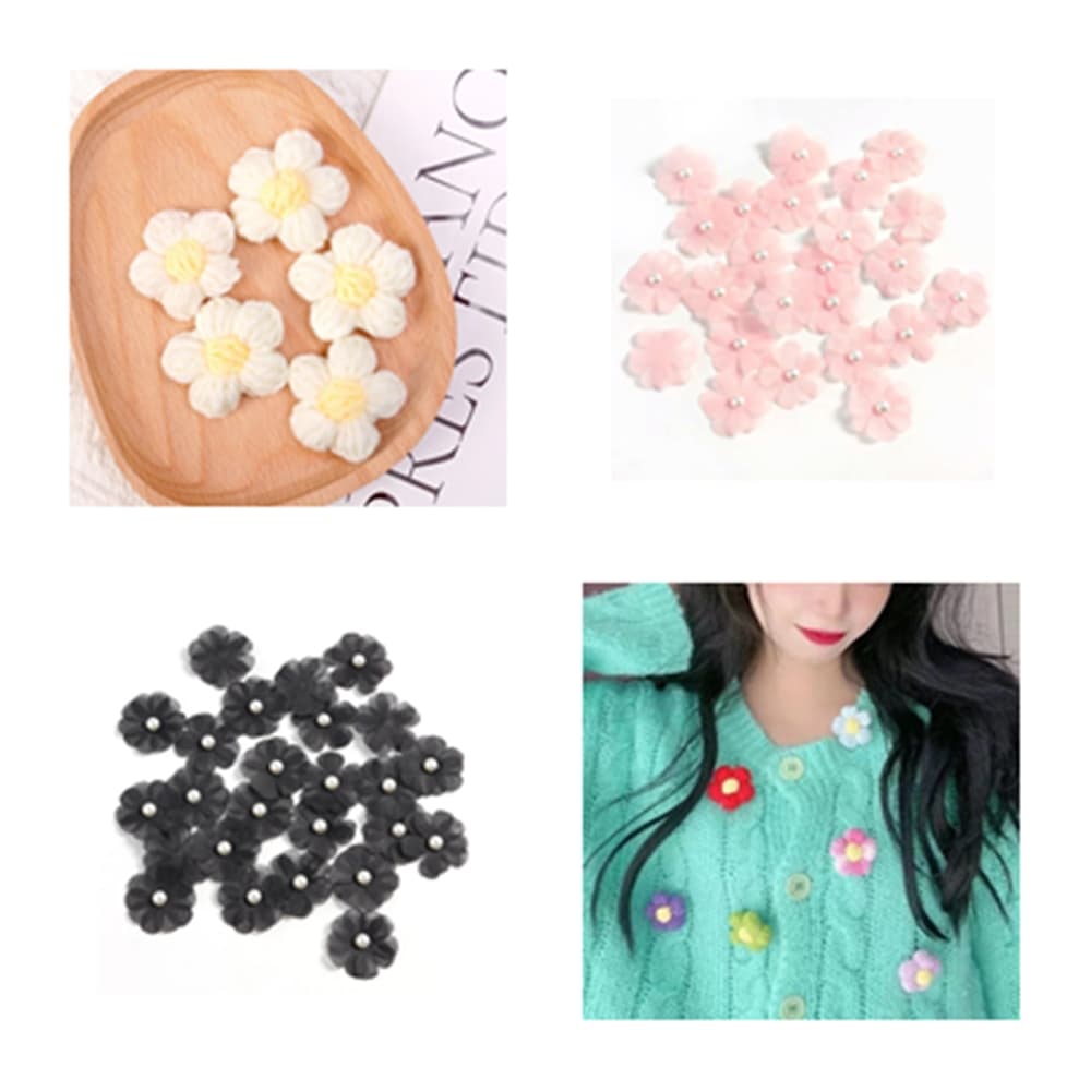 Flores em croche e tule para aplicção