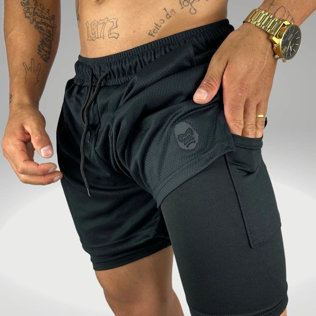 Shorts Masculino 2 Em 1 Kong Com Bolso Interno