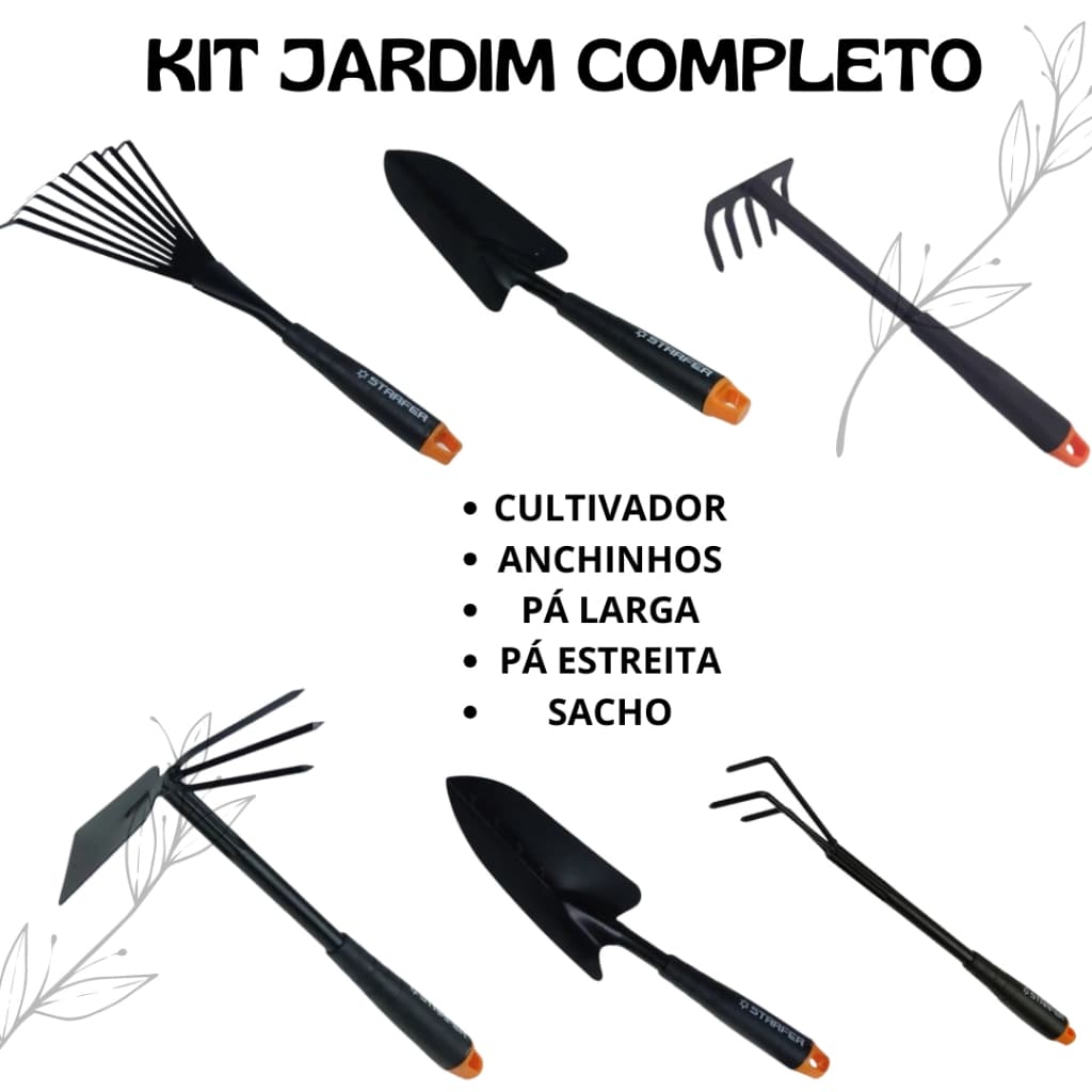 Kit Jardinagem Completo Pá Anchinhos Cultivador Sacho para Flores Plantas Hortas Jardins Starfer