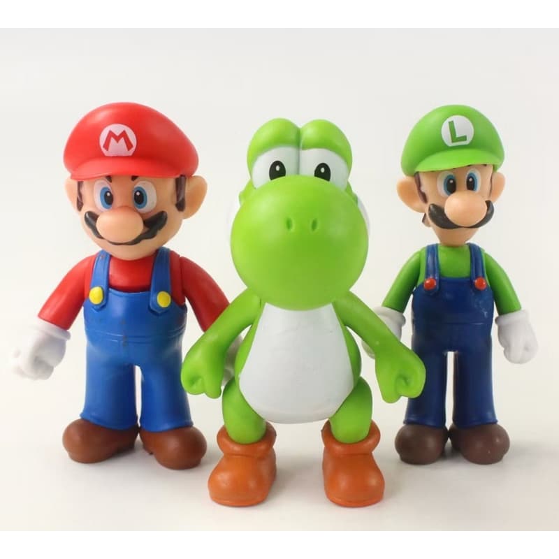 Super Mario, Luigi e Yoshi - kit com 3 bonecos