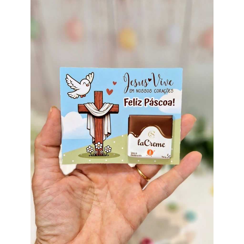 20 Lembrancinha Cartão Personalizado/ Mimo Páscoa para Chocolate Bombom