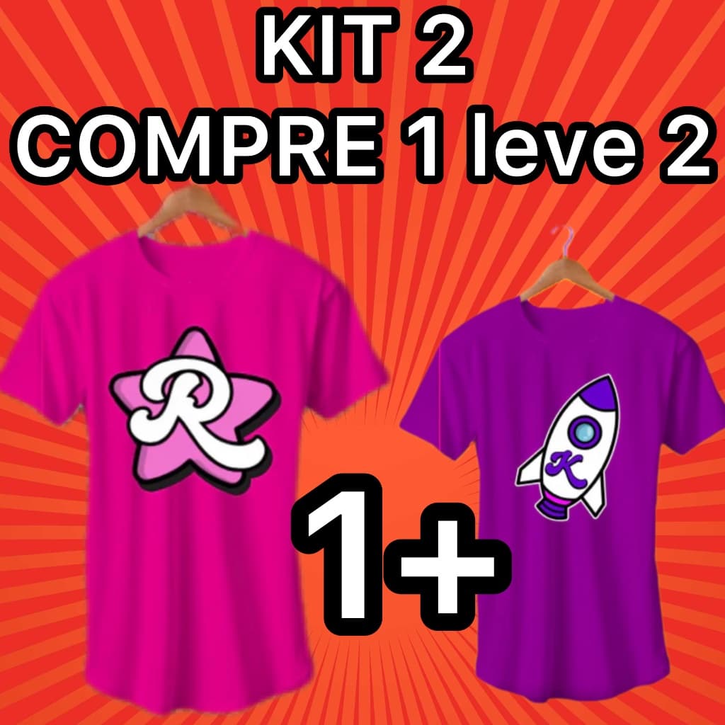 Kit 2 blusa Ketlen e Emil vick juvenil adolescente tamanho grande teen 100% algodão envio imediato dos rosa foguete roxo