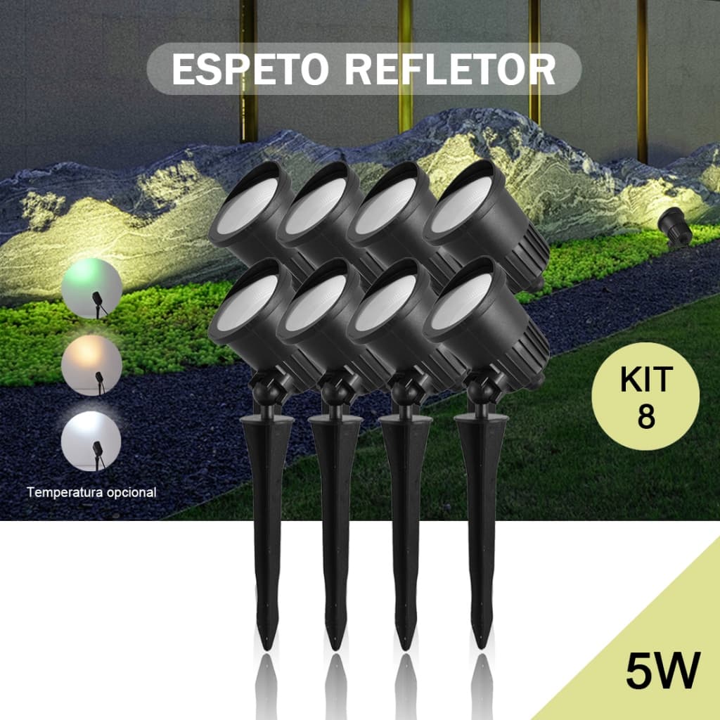 Kit 8 Lâmpada de grama luminárias estilo espeto para jardim, lâmpada COB LED de 5w à prova d'água várias cores