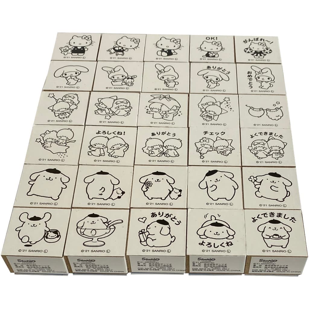 【Direct from Japan】Sanrio Characters Stamp (No Ink) 3.2×2.2×3.2cm 1pcs ① (Hello Kitty, My Melody, Little Twin Stars, Pompom purin)