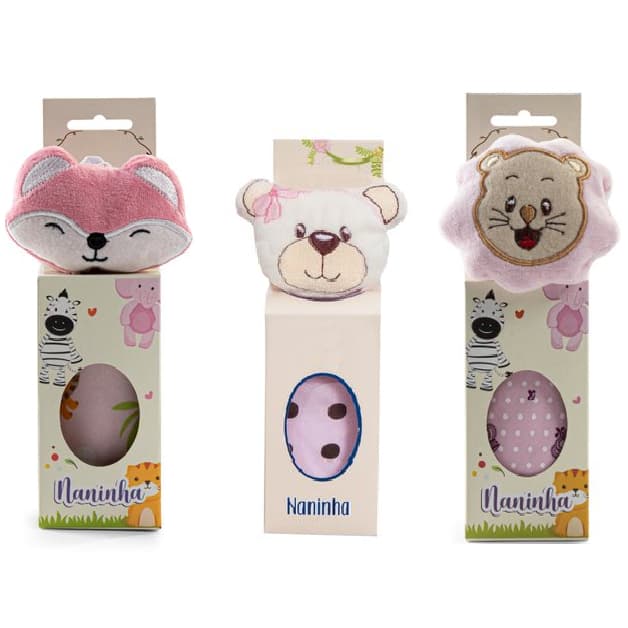 Kit 3 Naninha com Prendedor de Chupetas para Bebê menina menino