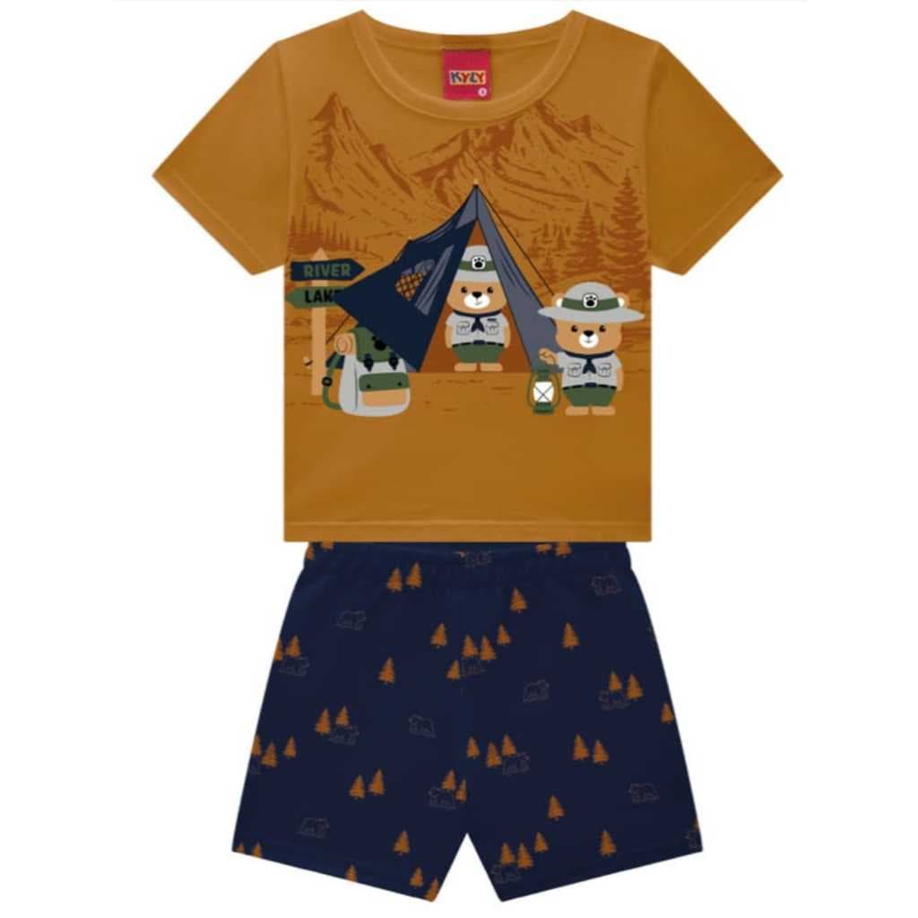 Conjunto Infantil Menino M/Malha Bermuda Em Moletinho Kyly