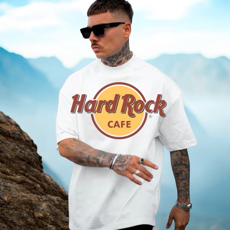 Camiseta Rock Café Algodão Premium Blusa Streetwear Oversized Masculina
