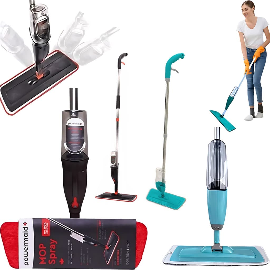 Rodo Mop Spray Esfregão Multiuso Piso Janela Vassoura Tira Poeira Cabelos Microfibra Absorvente