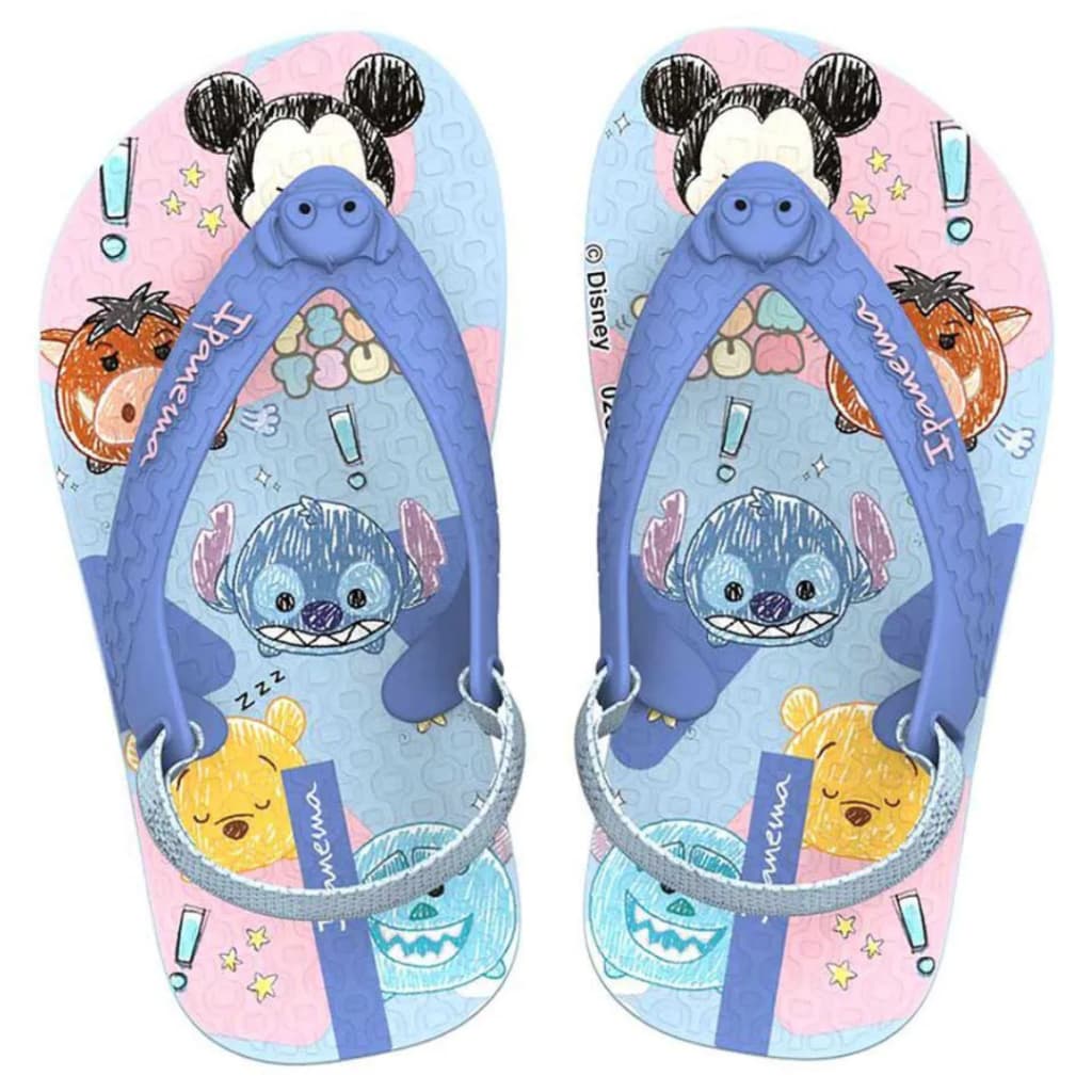 Chinelo Infantil Ipanema Baby Disney Joy Stitch Minnie Pooh Mickey Lilás Azul