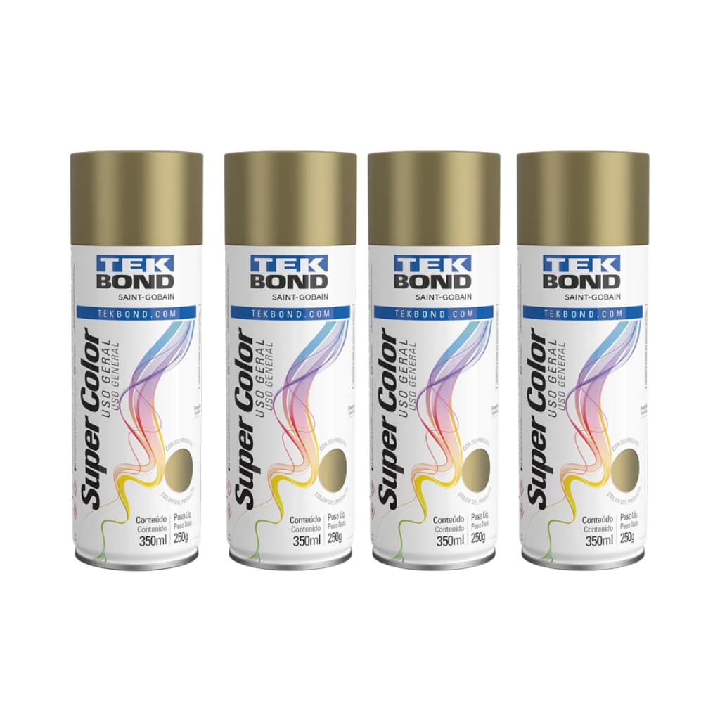 Tinta Spray Uso Geral Dourado Brilhante 350ml Tekbond