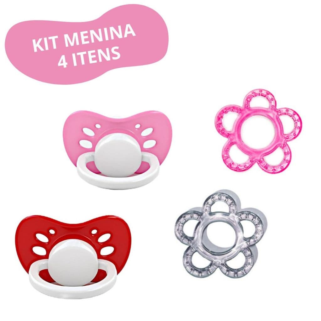 Kit Bebê Menina - Chupeta C/2 - Mordedor Massageador C/2