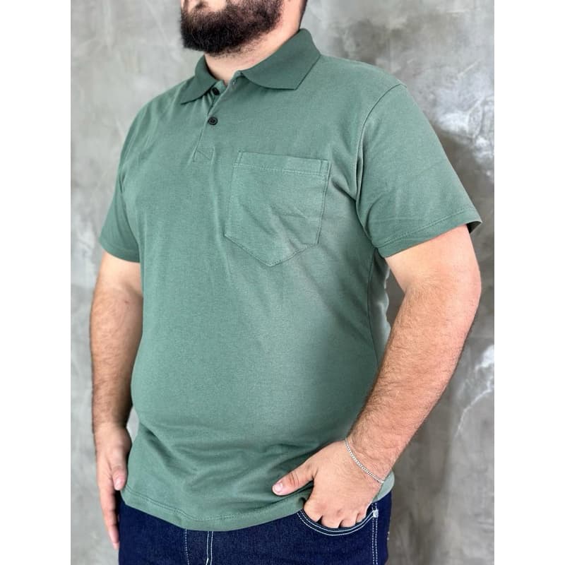 Camisa Gola Polo Com Bolso Algodão Malha Fio 30 Manga Curta Moda Masculina Estilo Casual Tamanho Grande Plus Size