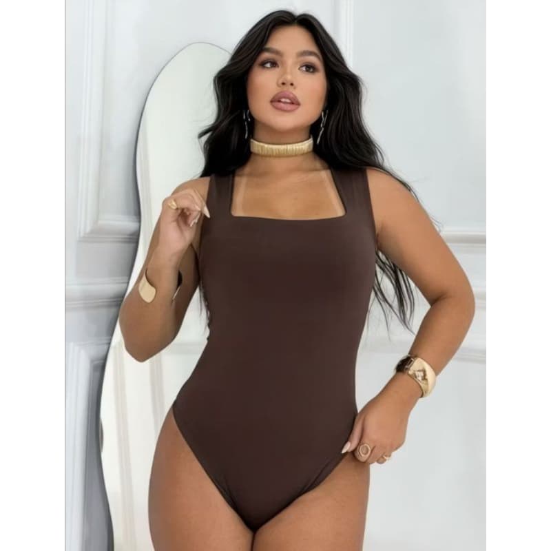 Body Feminino Decote Quadrado Alça Grossa Suplex