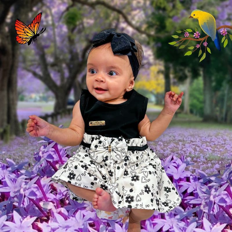 Vestido Vestidinho de Bebê Menina Princesa Strass Algodão Tricoline Infantil