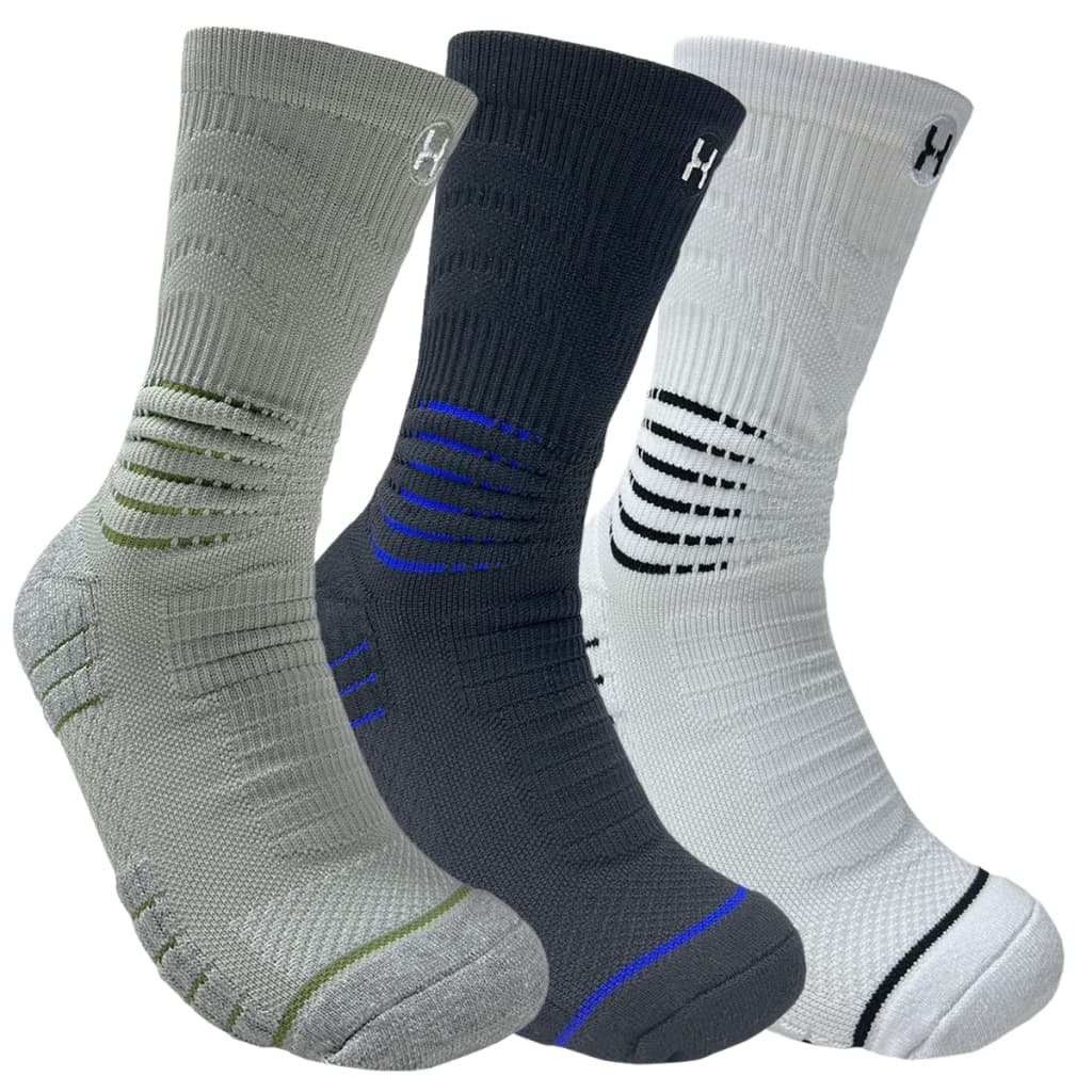 Kit 3 Pares de Meia Cano Alto Compressão Masculino Esportiva Basquete Futebol Corrida