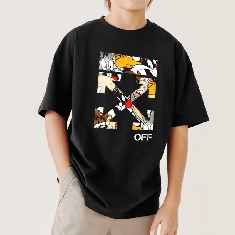 Camiseta infantil Looney Tunes Off Preta Menino 100% Algodão