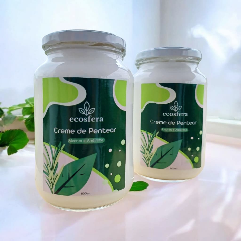 Creme de Pentear, Finalizador - Alecrim e Andiroba - Crescimento, 98% Natural - Vegano, 600ML