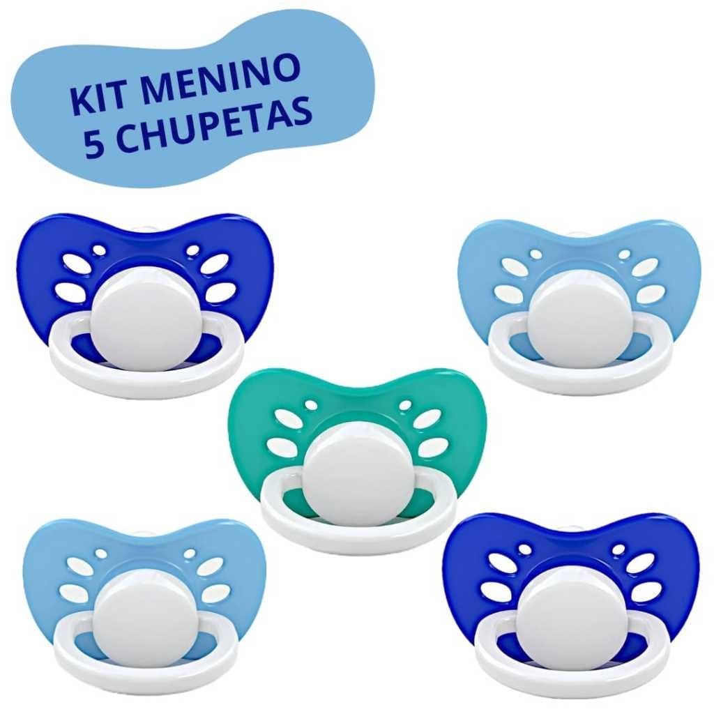 Kit Bebê Menino - Chupeta Ortodôntica Bico Silicone C/5