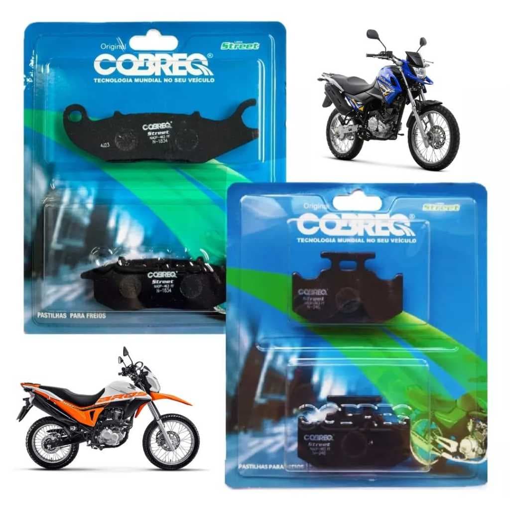 Kit Pastilhas Freio Cobreq Orgânica Dianteira e Traseira Crosser Lander Teneré 150/250 2016 a 2024