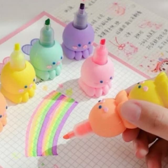 Kit Marca Texto Polvo Colorido Kawaii / papelaria fofa/ Marca Texto Fofo