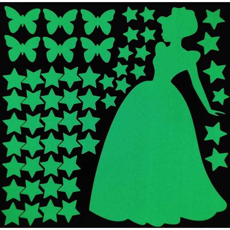 58 Img Adesivos Brilham no Escuro Fosforescente  Cinderela, Estrelas, Borboletas - Decoração Quarto