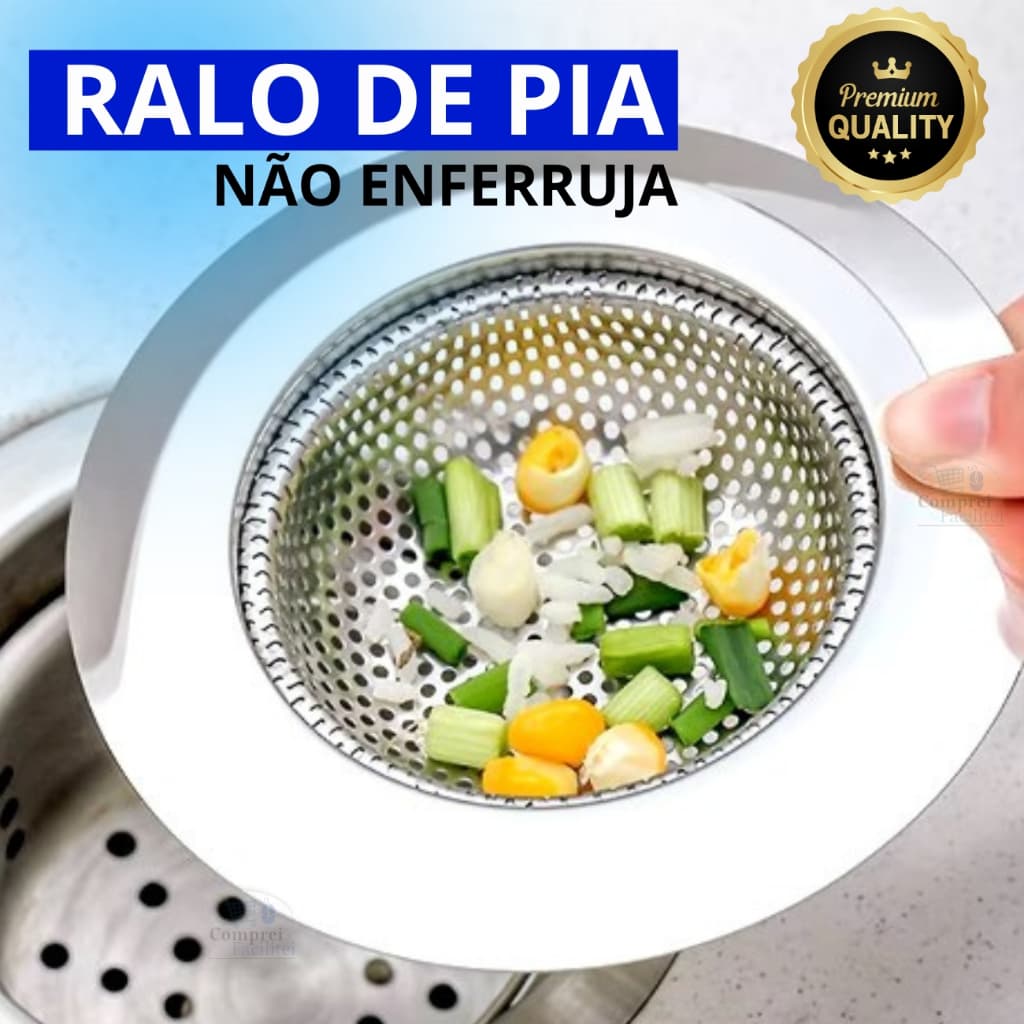 Ralo para Pia Pequeno Com Borda de Cozinha em Inox 9 cm