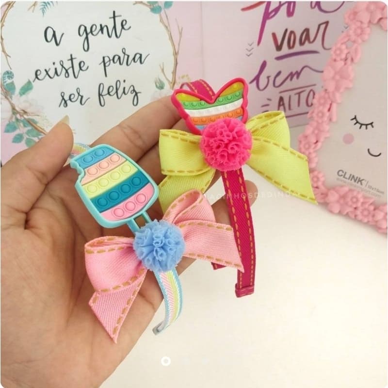 Tiara de cabelo infantil Tiara Pop It arco de cabelo infantil tiara picolé arvo borboleta