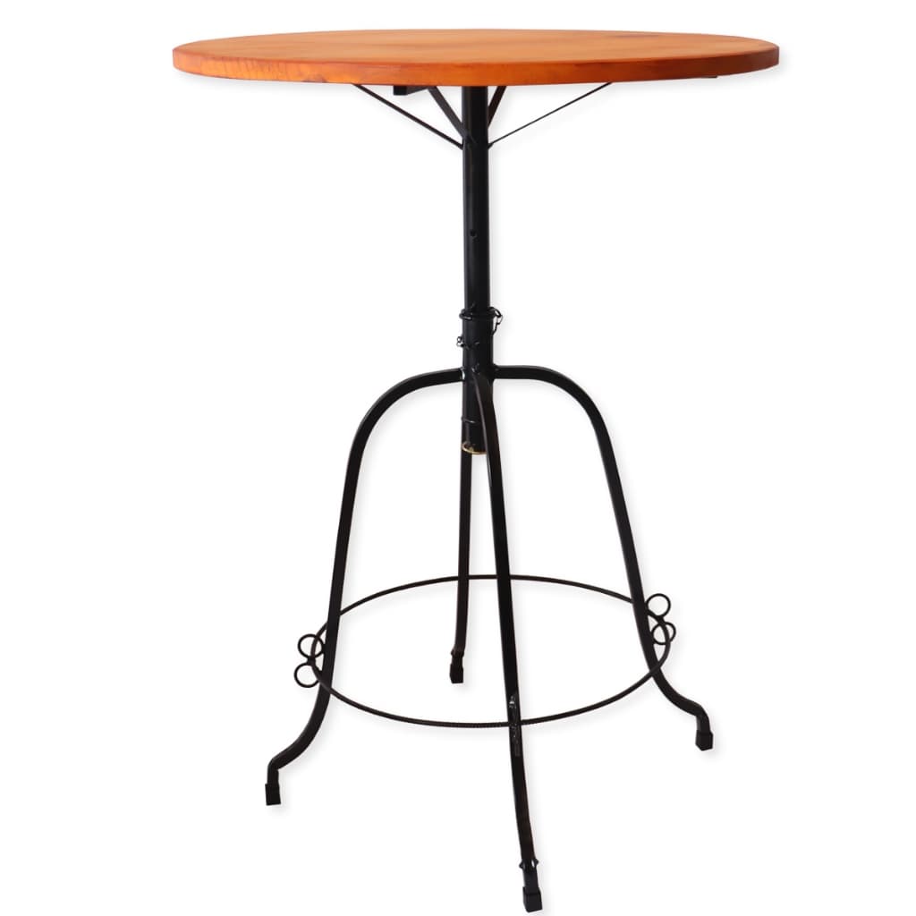 Mesa Para Jantar Tampo 70 cm Ferro Madeira Regulável Giratória
